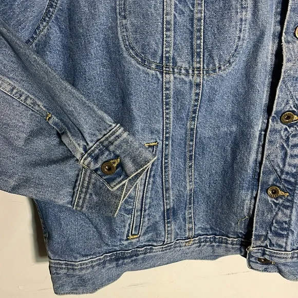 LEE DUNGAREES Vtg 90s USA Made Stonewash Denim Blue Jean Jacket Mens XXL - Picture 2 of 8
